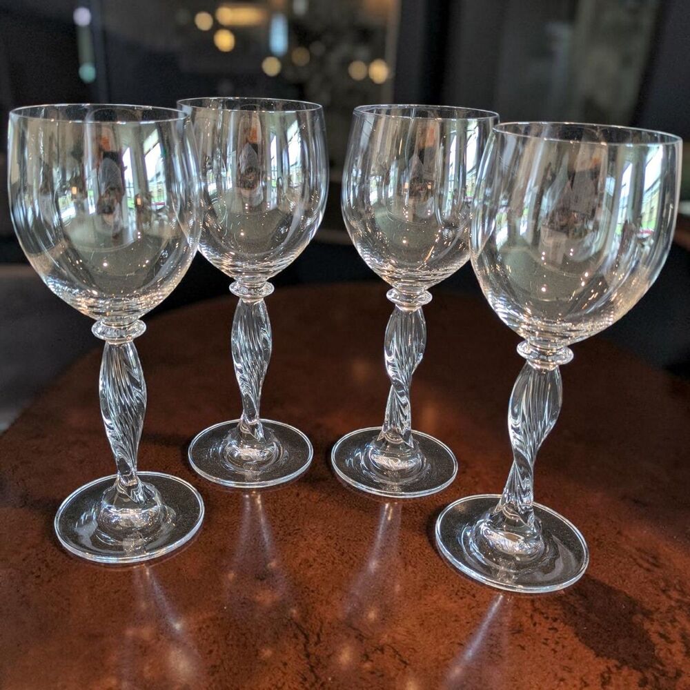 4 Mikasa Wine Glass ALESSANDRA 8.75" Blown Crystal Twisted Stem Perfect Cond